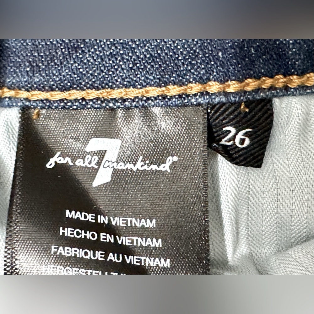 7 For All Mankind NWT Sz 26 High Waist Slim Kick Flair Jean, Raw Edge Hem - Picture 7 of 10